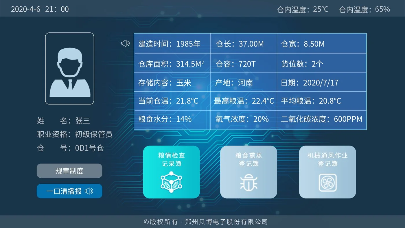 Smart grain-inspection access control screen